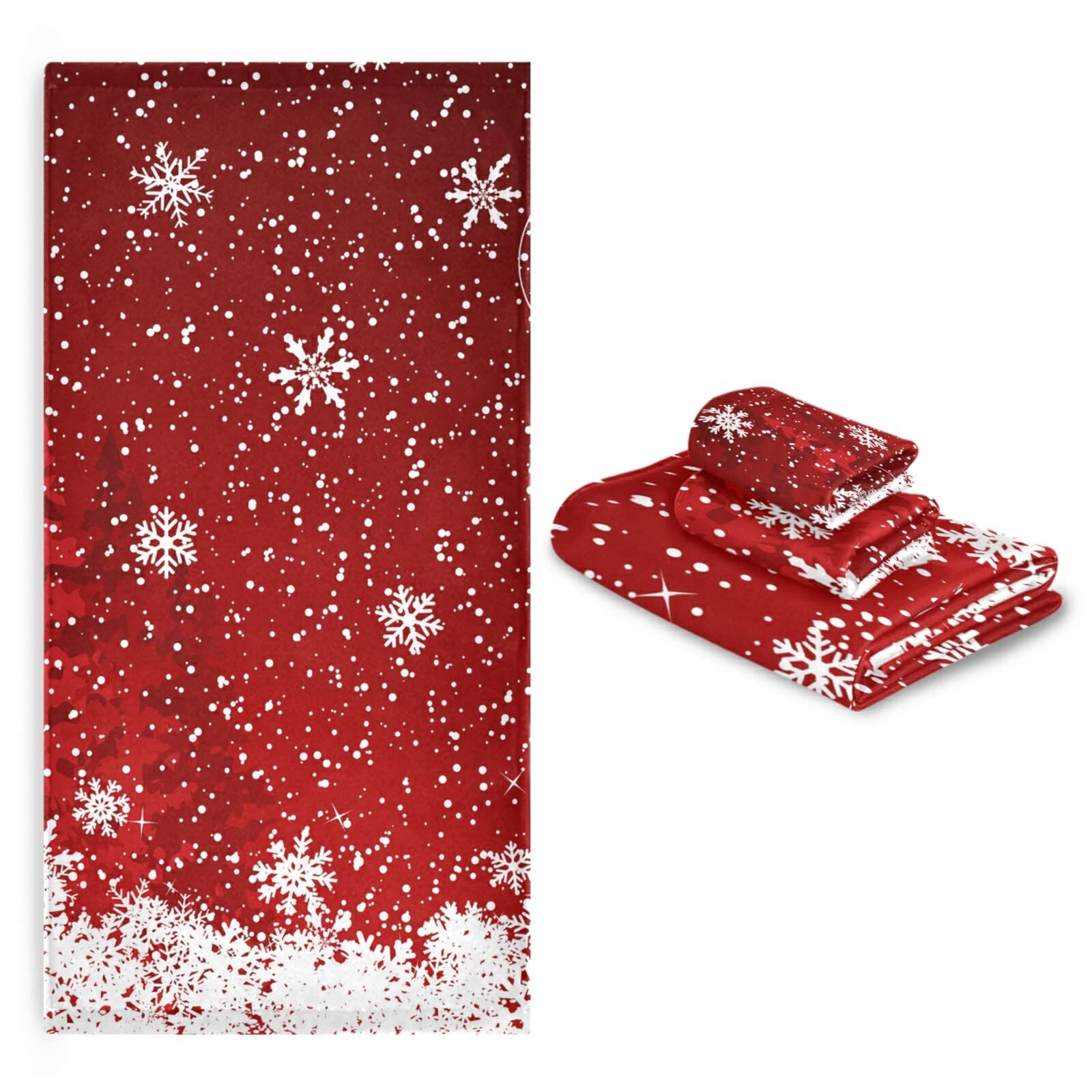 S Red Christmas Towel Bathroom Set Of 3, 1 Christmas ...