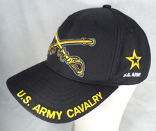 U.S. Army Cavalry Hat Cap Black Embroidered Crossed Sabers Military OSFA