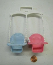 Fisher Price Loving Family Dollhouse Double Twin Baby Swing Classic Pink Blue #2