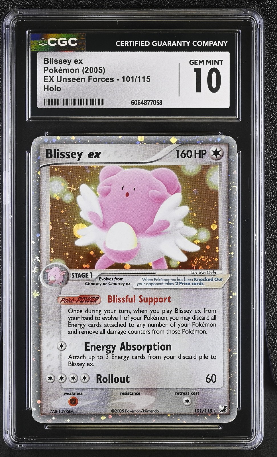 CGC 10 GEM MINT Blissey ex 2005 EX Unseen Forces 101/115 Holo SWIRL Pokemon Card