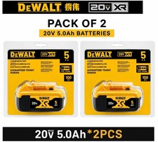 2 X PCS-DeWalt 5ah Battery Pack DCB205 20v XR Li-Ion 5.0ah Battery Pack Genuine