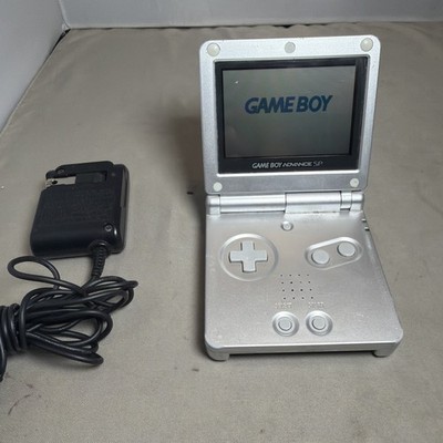 Nintendo Game Boy Advance SP AGS-001 Silver w/ Charger and Game