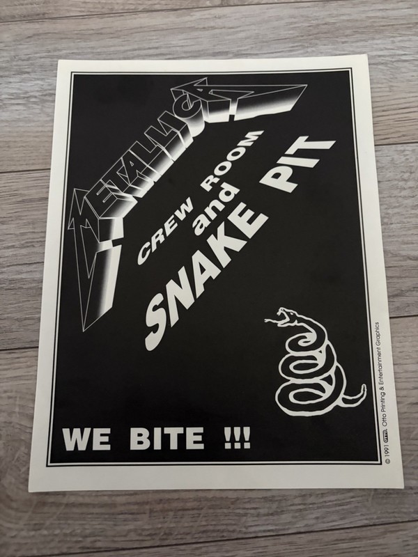 RARE Vintage Metallica Snake Pit And Crew Room Tour Placard