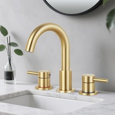 Bathroom Faucet 3 Hole Brushed Gold 2-Handle Widespread Faucet Lead-free
