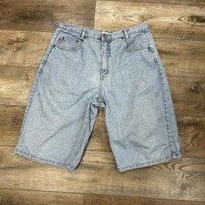 Vintage Men's Bugle Boy Blue Jean Shorts Size 36 Light Wash