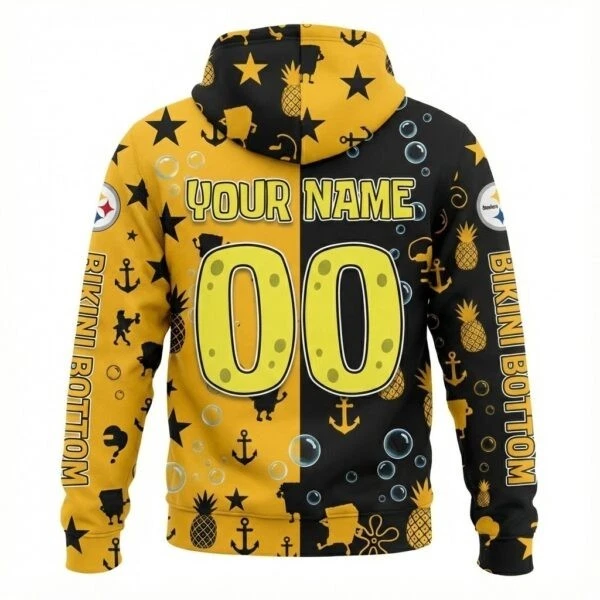Custom Steeler SpongeBob SquarePants Football Team All Over Print 3D Hoodie