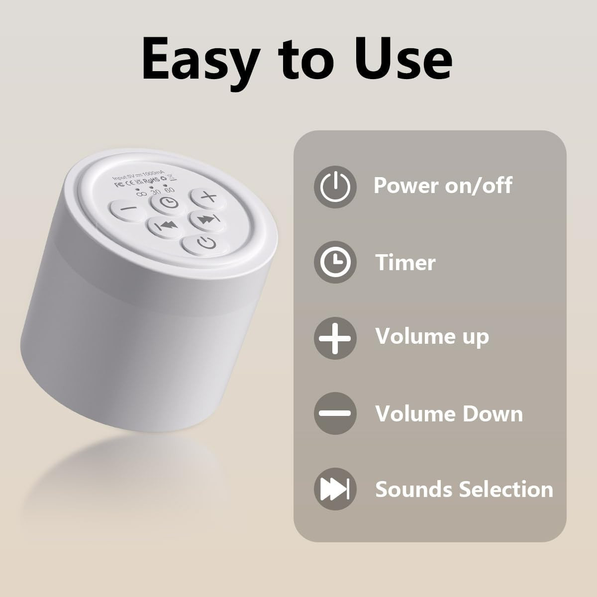 Sleep Machine Mini Sound Machine Portable Baby White Noise Machine with 30 Sooth