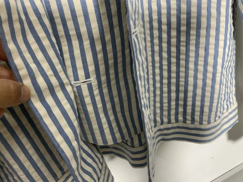 FACTOTUM HOMME M.I.Japan SZ 48 All White Cotton W/ Blue Striped Men’s Jacket PEC image 5