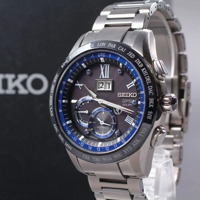 Seiko Astron SBXB145 8X42-0AA0-3 GPS Solar Radio Titanium Box Handbuch Gebraucht