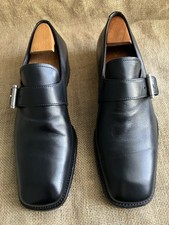 PRADA Men’s Black Leather Monk Strap Shoes Size UK 7 || US 8