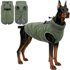 Dog Coat Warm Winter Waterproof Fleece Jacket Cold Weather Pet Apparel L Green