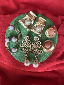 Vtg Lot of Four Pairs Clip on Gold Toned Earrings. See pics.