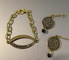 1:6 FASHION DOLL JEWELRY Gold Black Sparkle Earrings