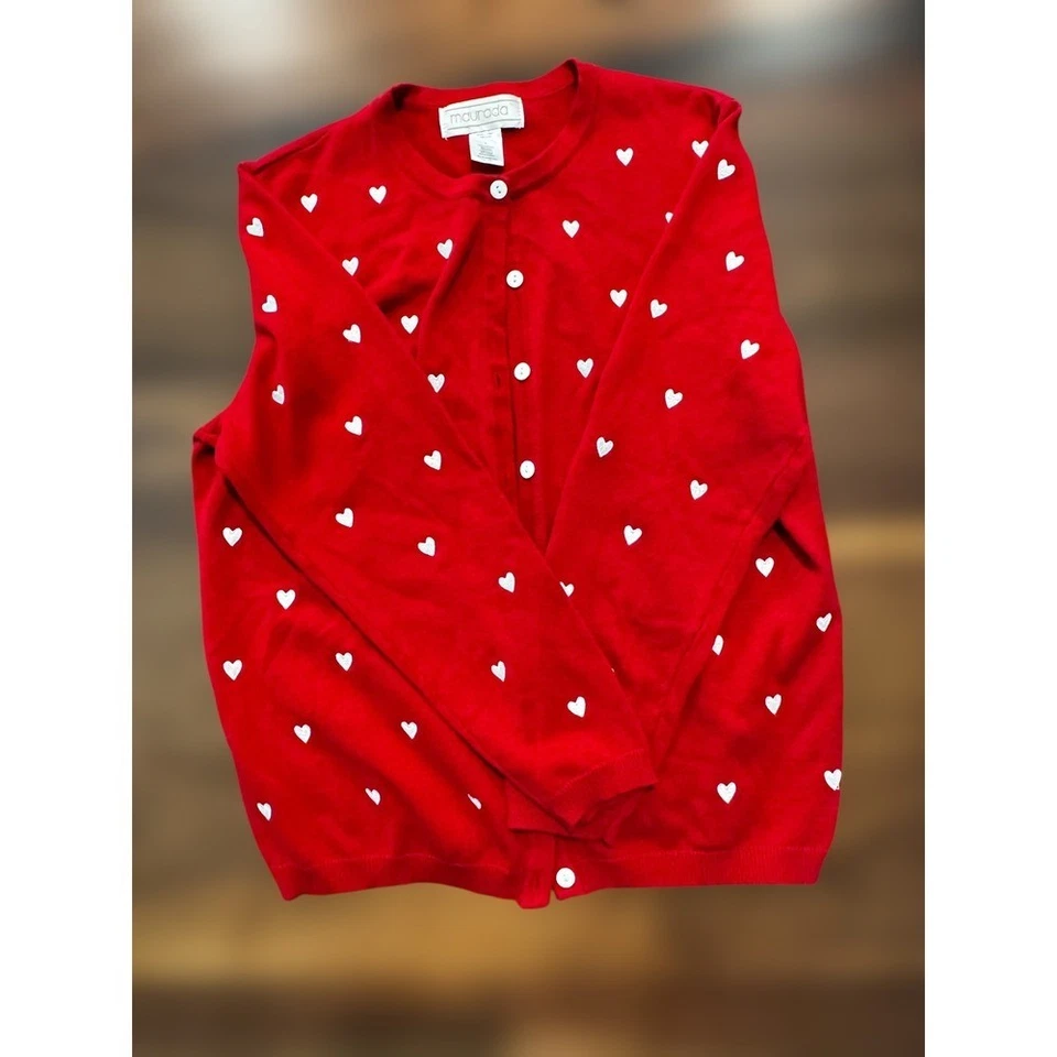 Cárdigan Suéter Estampado Corazón Rojo San Valentín Mujer Maurada Tejido De Colección Foto 4 de 4