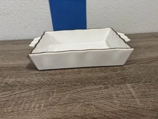 Chantal Large Rectangle Baking Dish 93-EDRT26 White w/ Brown Trim