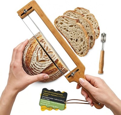 Adjustable Bread Knife & Slicer for Homemade Bread and Sourdough Loaves, Serrate
