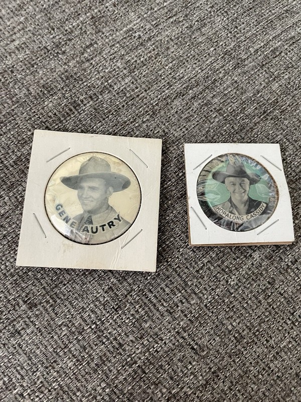 Gene Autry and HopAlong Cassidy Pins Pinback Button Cowboy Western