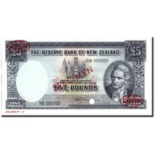 [#213843] Banknote, New Zealand, 5 Pounds, 1956-60, Specimen TDLR, KM:160c, UNC(