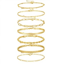 Gold Bracelets for Women Waterproof, 14K Real Gold Jewelry Sets for Wome