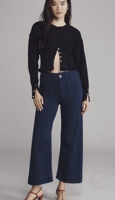 Maeve Anthropologie The Colette Jeans Women s 31 Crop High Rise Wide Leg Denim