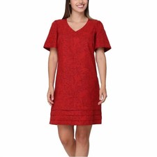 Vintage Original Nicole Miller Red V-Neck Short Sleeve Dress Size Small