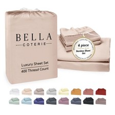 Full Size Sheet Set Bamboo Viscose 18 Deep Pocket Dusty Rose Bella Organic Grown