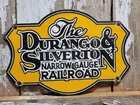 VINTAGE DURANGO & SILVERTON RAILROAD PORCELAIN SIGN NARROW GAUGE TRAIN COLORADO