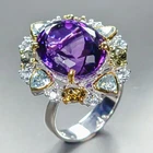 Vintage ring 12 ct Natural Amethyst Ring 925 Sterling Silver Size 8 /R460127