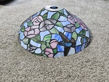 Tiffany Style 14" Stained Glass Lamp Shade Flower Hummingbird Bird