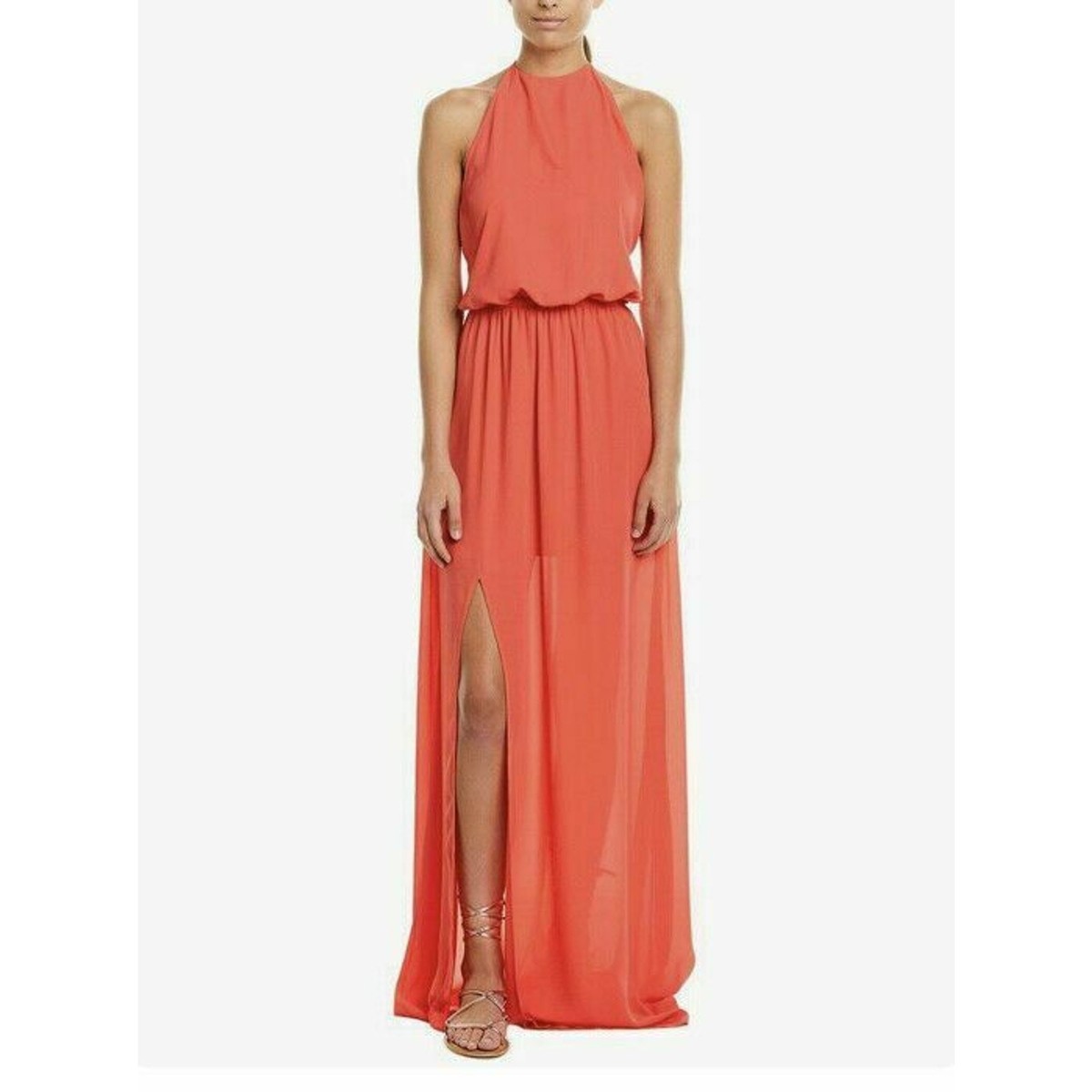 where to try on show me your mumu bridesmaid dresses coral Maxi Dress Halter Neck Flowy Formal size M Curvaceous! Gemma Collins teases the detachable bows at ecb125d Size:12 AU / 8 US