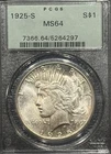 1925-S PEACE DOLLAR PCGS MS64 OGH