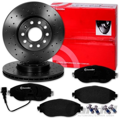 brembo GELOCHTE BREMSSCHEIBEN + BELÄGE VORNE für TIGUAN KODIAQ TARRACO AUDI Q3