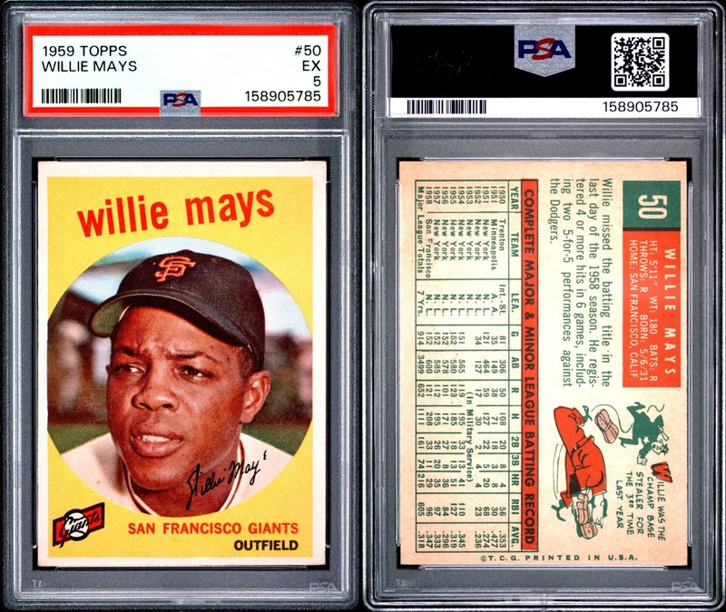 PSA 5 1959 Topps #50 Willie Mays San Francisco Giants