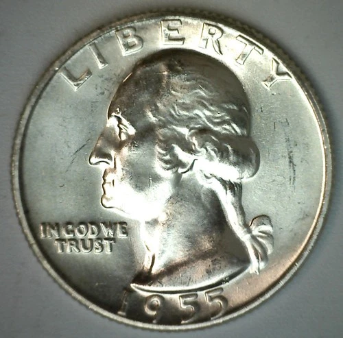 1955 BU Washington Quarter Uncirculated Silver 25c Coin Twenty Five Cents