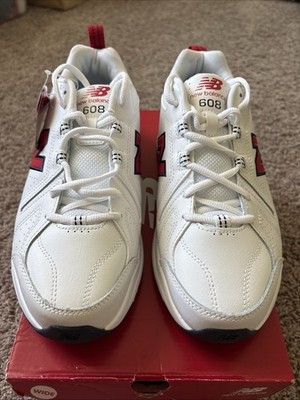 New Balance 608v5 Training Shoes Mens Size 8 Extra Wide 4E White Red MX608HR5