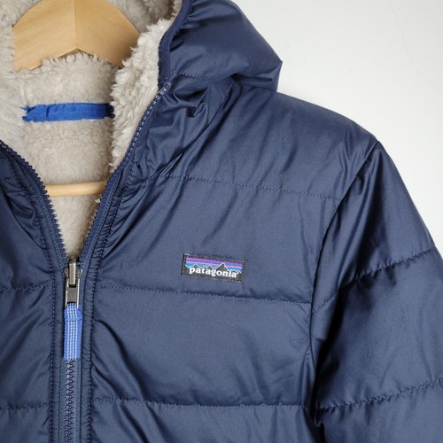 PATAGONIA Boys L Reversible Jacket Navy Blue/Beige - Picture 2 of 9