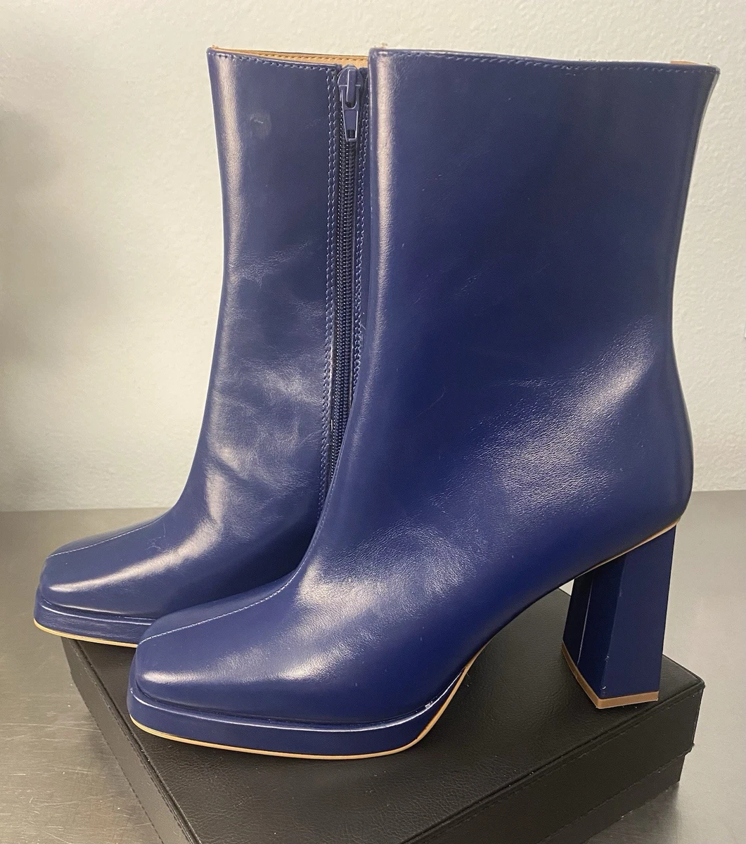 STEVE MADDEN Navy Blue Leather Ankle Boot s-l400.jpg main image 2