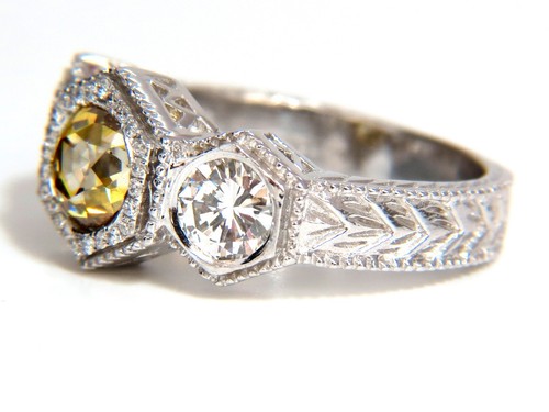 GIA 2.30CT FANCY YELLOW BROWN DIAMONDS RING 18KT EDWARDIAN CROWN DECO+ - 第 3/12 張圖片