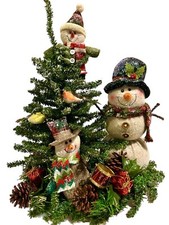 Snowman Family Christmas Tree Centerpiece