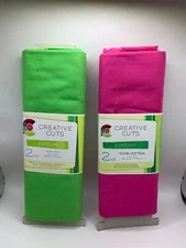 Pack of 2 Cotton 2 Yd Fabric Pink Green Creative Cuts Brand Machine Wash Sewing