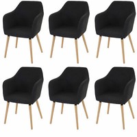 6Er-Set Esszimmerstuhl Vaasa T381, Stuhl, Retro 50Er Jahre, Textil, Dunkelgrau