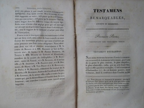 PEIGNOT : CHOIX DE TESTAMENS anciens et modernes, 1829. T.1 (Pétrarque/Erasme) - Picture 3 of 8