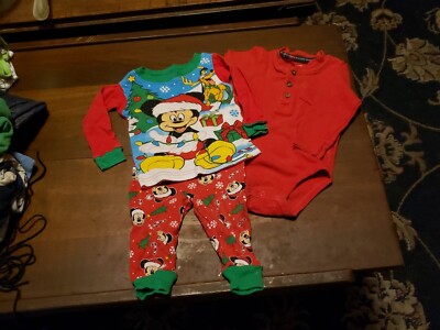 Lot 63 Mickey Mouse Boy Pairs Pajamas Christmas Size Months