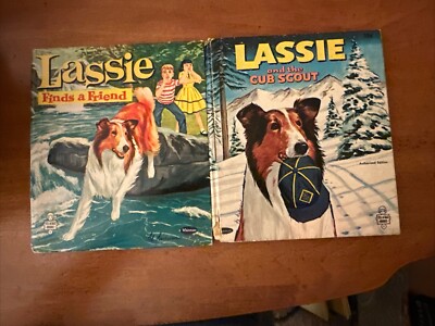 2 Books - LASSIE Finds a Friend /  The Cub Scout Vintage HCs Whitman 1960s