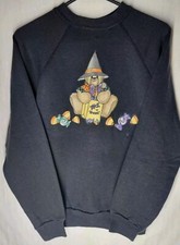 Vintage Black Halloween Tultex Sweatshirt Women's Medium Made In The USA