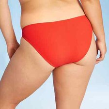 Juniors' Ribbed Cheeky Bikini Bottom - Xhilaration Orangey Red Size XL 12-14 