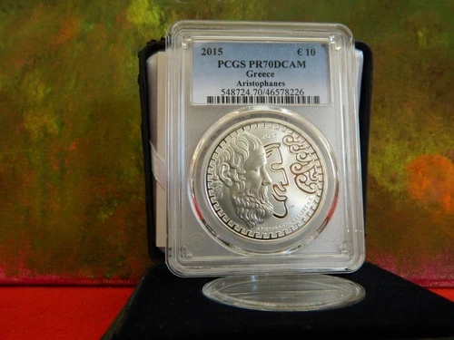 Greece, 2015, 10 Euro ,Silver Coin, Aristophanes,  NGC:PF70DCAM, Highest Grade!