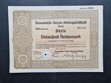 Akcja imienna Węgiel brunatny-Benzyna AG 1000 RM 1936 Berlin #11081