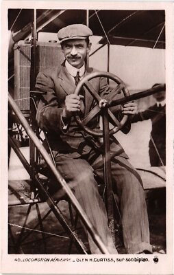 PC AVIATION PILOT AVIATOR GLEN H. CURTISS SUR BIPLAN (a54795)