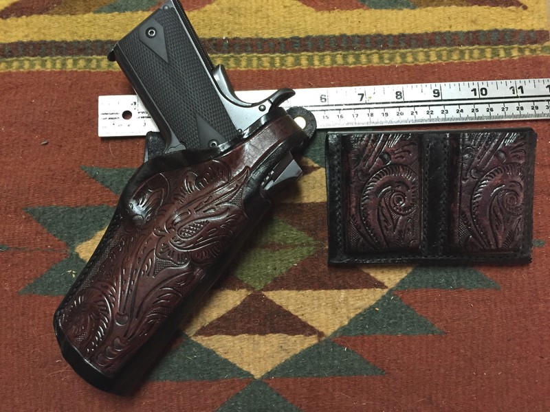 Fits Colt Commander 4.25" Model 1911 Holster & Dual Mag Pouch 45Auto Floral